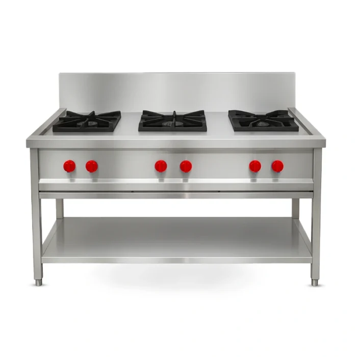 Commercial 3 burner free standing gas stove,