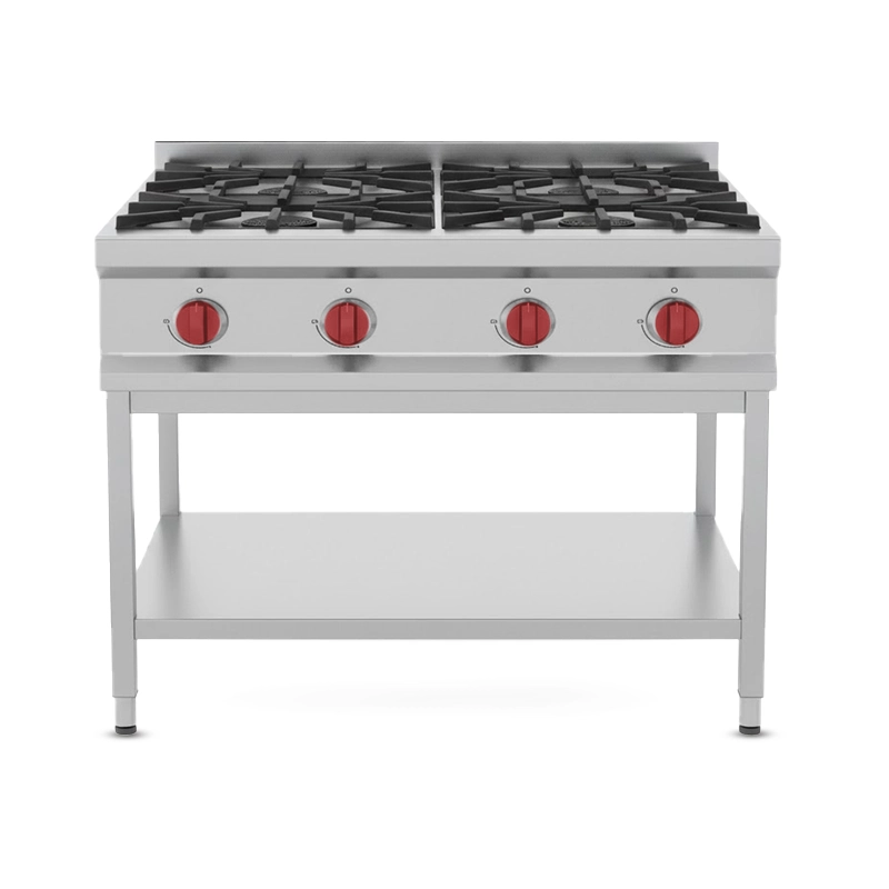 Commercial 4 burner gas stove with under shelf storage Commercial 4 burner gas stove with under shelf storage