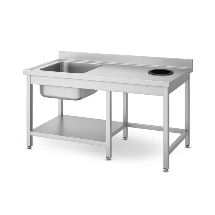 Dish Landing Table with 1 Sink and Waste Chute