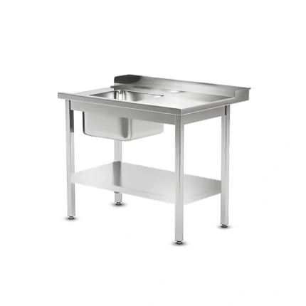 Single Bowl, Left-Hand Basin, Right-Hand Drainer, Backsplash, and Undershelf