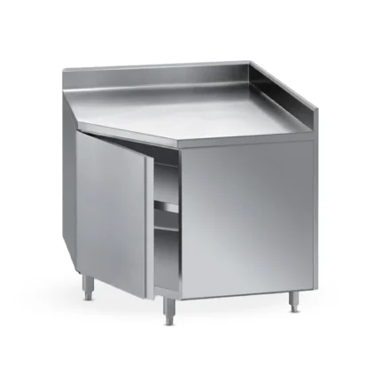 stainless steel corner base cabinet with hinged door