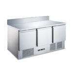 3 door counter chiller with backsplash for restaurant